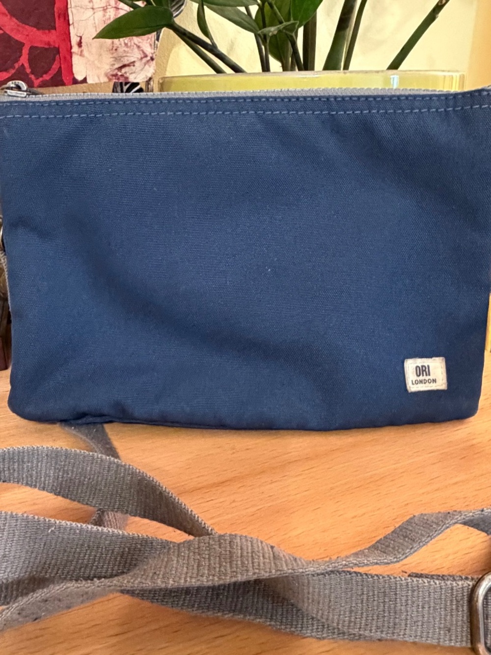ORI London Carnaby Triple Zip Crossbody Bag Purse Blue Travel Minimal European